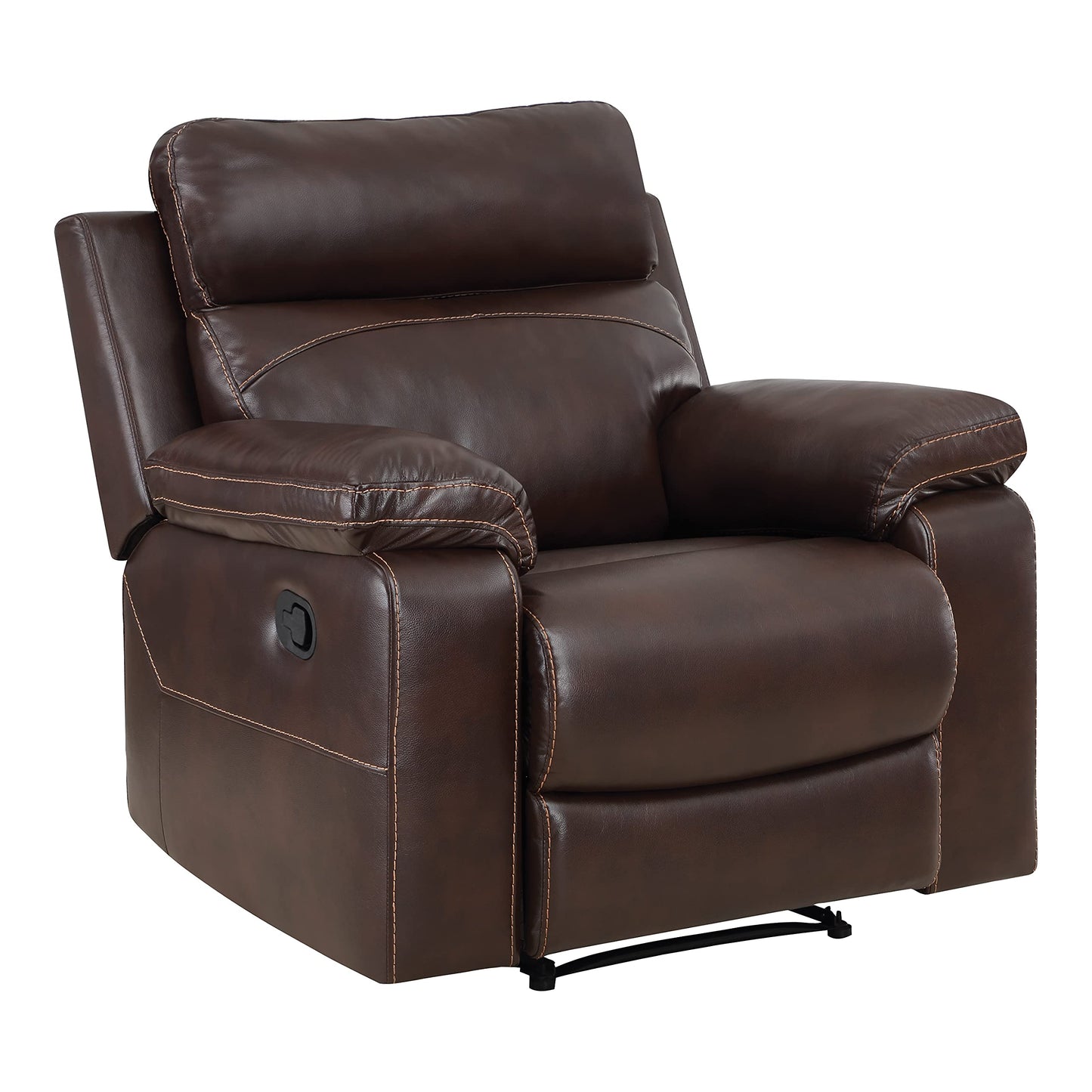 OSP Home Furnishings Bryson Ultra Soft Faux Leather Recliner with Premium Plush Padding and Manual Recline, Espresso