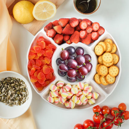 Pumtus 3 Pack Divided Serving Tray, 13 Inch Melamine Chip and Dip Platter, 5 Sectional Appetizer Veggie Plate, Party Snack Relish Tray for Serving Food, Nuts, Candy, Dried Fruit, Veggies