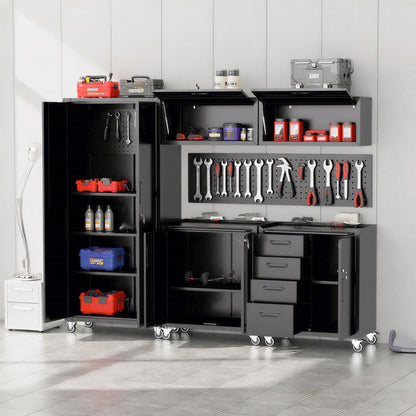 VIYET Garage Cabinet System | Heavy Duty Steel All-in-One Modular Garage Cabinet Set for Ultimate Workshop Organization | Easy Assembly Garage Storage Cabinets & Tool Bench