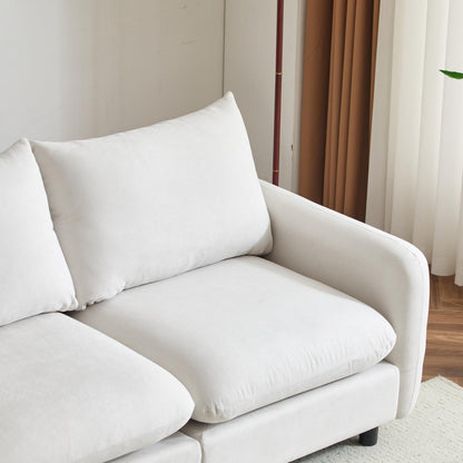 Christopher Knight Home Bricez 69" Loveseat, Upholstered Sofa, Modular Couch, Oversized Loveseat, Spacious Seating Sofa Couch, Comfort Sectional Corner Wooden Chair for Living Room Home Office, White