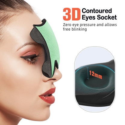 LitBear Sleep Mask for Side Sleeper Women Men, Eye Mask for Sleeping Light Blocking, 3D Contoured Cup Sleeping Mask, Soft Breathable Sleep Eye Mask with Adjustable Elastic Strap for Travel