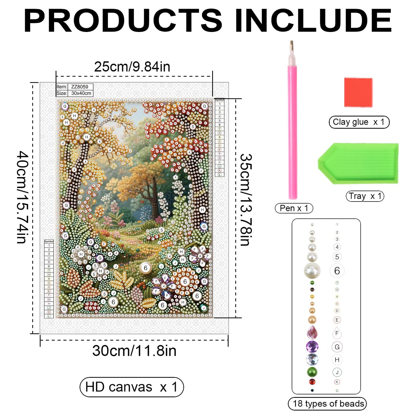 antor DIY Pearl Diamond Painting Kit Garden Landscape Design, Pearl Diamond Art Kits for Adults Beginners, Special Shaped Crystal Rhinestones Painting Kits for Home Wall Decor, 11.81×15.75 Inch
