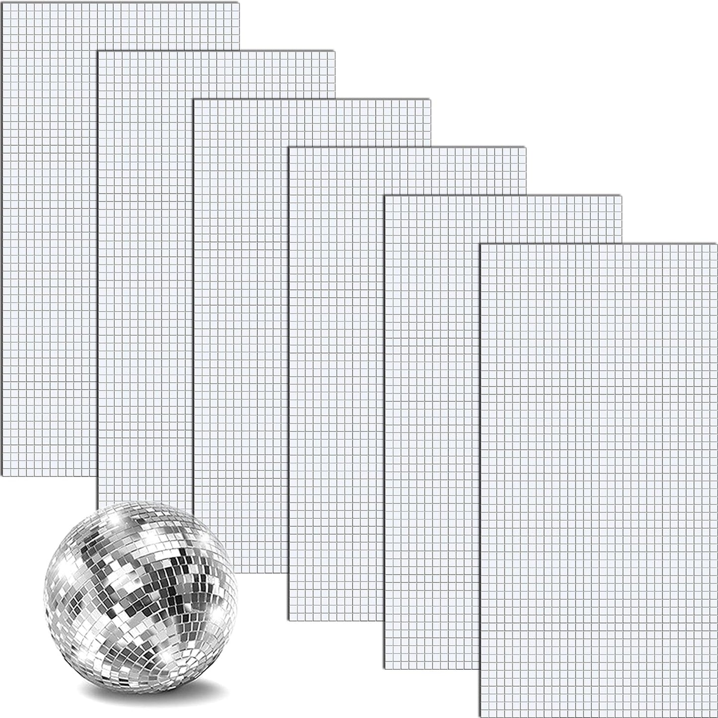 10800 Pcs Self Adhesive Mosaic Tiles, MaehSab 5 x 5 mm Square Disco Ball Mirror Tiles Sticker for DIY Craft, Hat, Interior Decoration, Card Making and Art Collage Silver