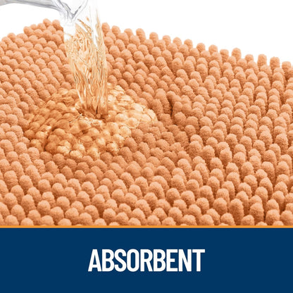 OLANLY Dog Door Mat - Absorbent Non-Slip Chenille Mat for Muddy Paws | 54x24 Inches, Quick Dry, Orange