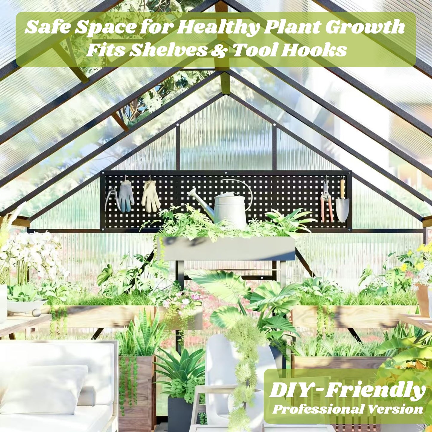 8x12 FT Greenhouse for Outdoors, Polycarbonate Greenhouse with Quick Setup Structure and Roof Vent, Aluminum Large Walk-in Green House for Outside Garden Backyard, Dark Gray