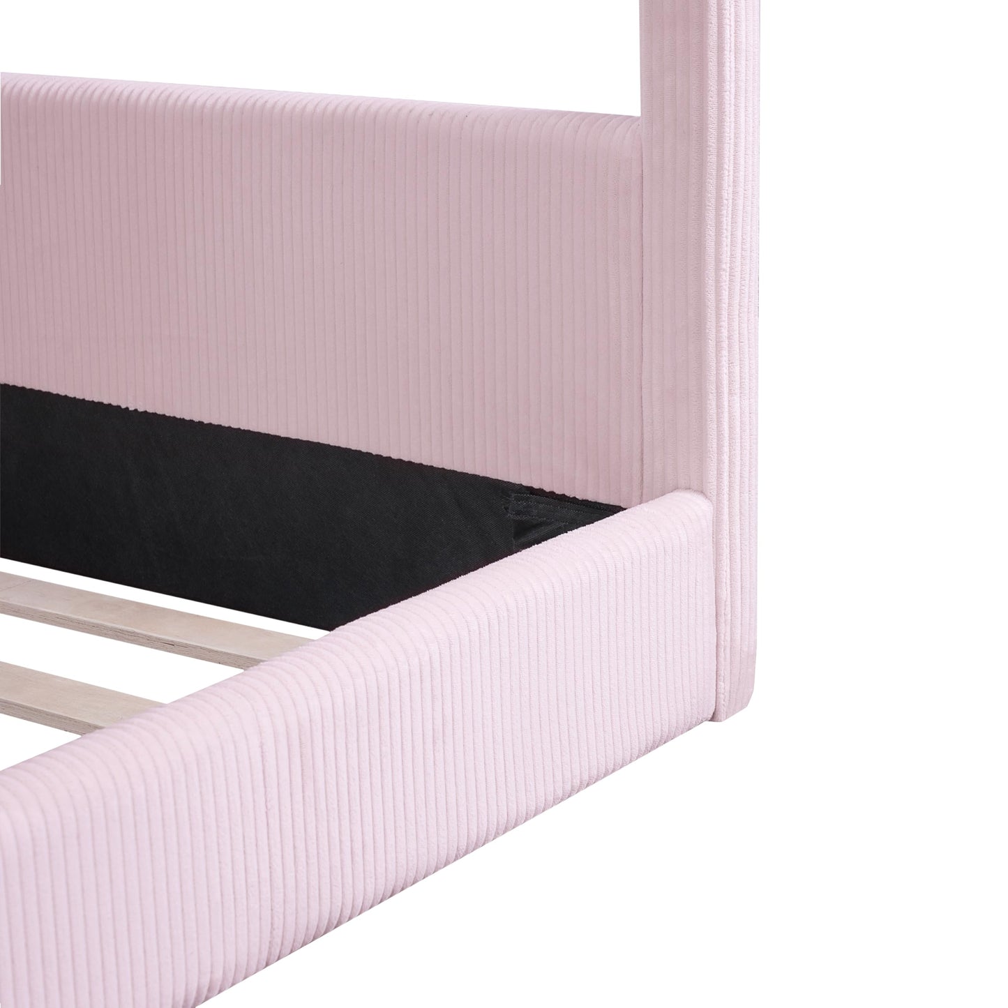 Merax Modern Upholstered House Bed, Floor Upholstered Sofa Daybed with Wood Slat Support,Platform Bed Frame with Headboard/Full, Pink
