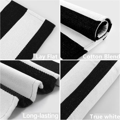 Seavish Black and White Striped Rug, 23.6" x 35.4" Christmas Welcome Mat for Front Door Porch
