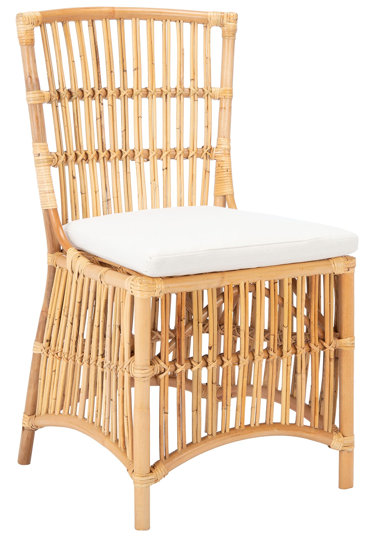 Safavieh Home Collection Erika Rattan Cushion (Set of 2) Accent Chair, Natural/White