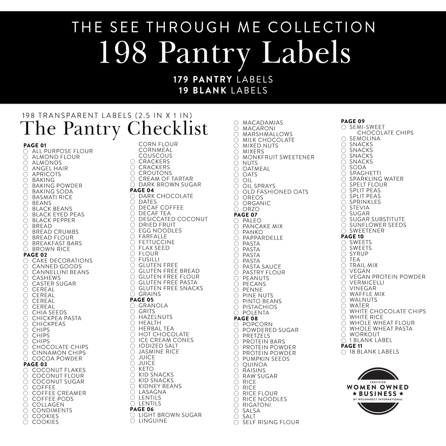 SAVVY & SORTED Pantry Labels for Food Containers, 198 Modern Font Kitchen Labels for Containers on Clear Sticker, Waterproof Scratch Resistant, Organize Pantry Essentials