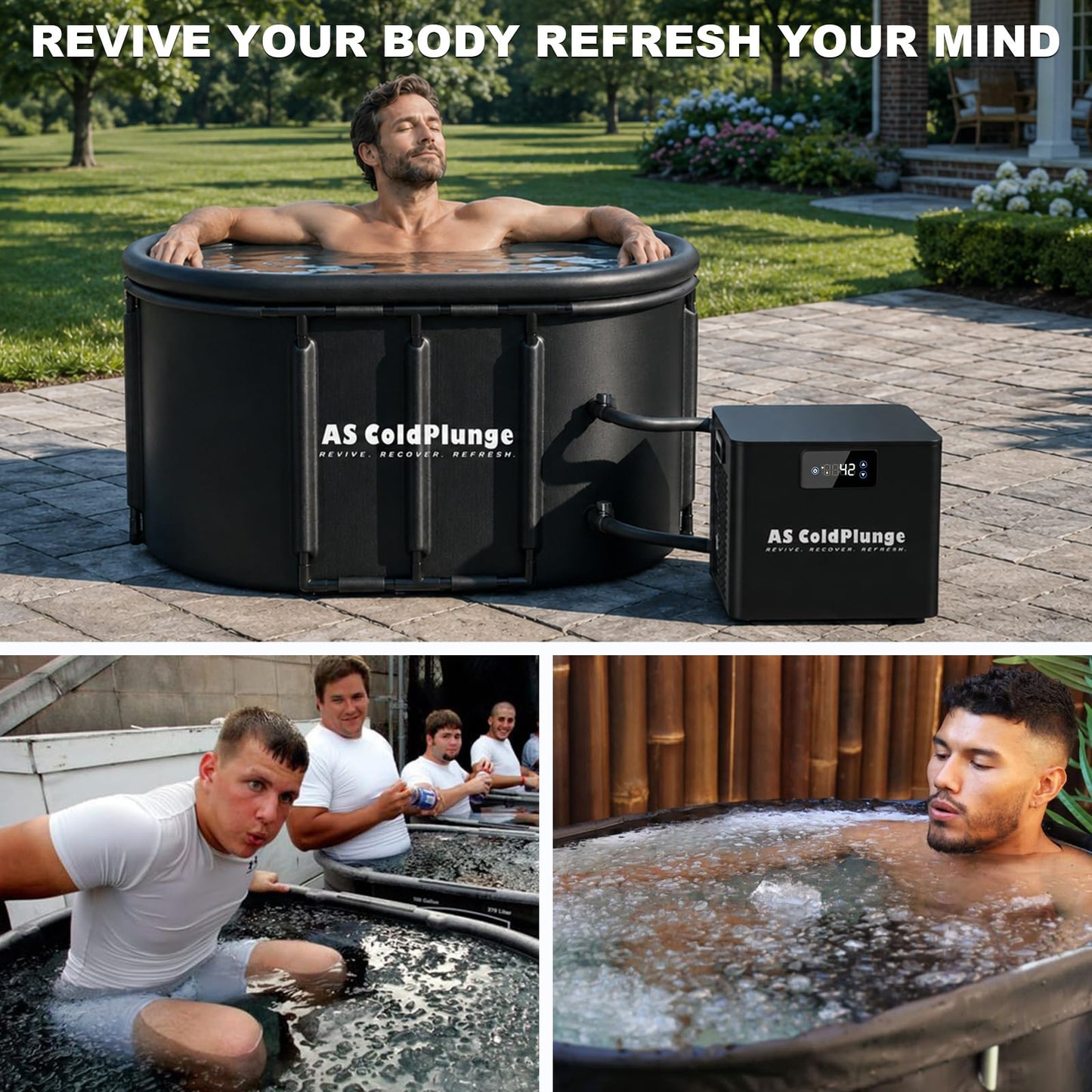AS ColdPlunge Ice Bath Water Chiller for Cold Plunge Tubs, 1/3 HP Cold Plunge Chiller with Built-in Filter & Pump, Submersible Pump, Insulated Hoses, Ideal for Ice Bath Cold Therapy Recovery 110V