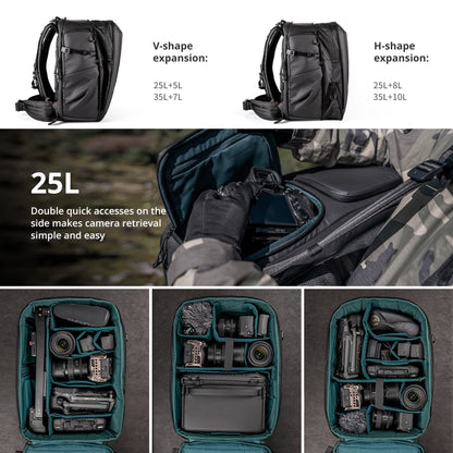 PGYTECH OneMo 2 25L-33L Camera Backpack with Shoulder Bag for Photographers, Waterproof Large Camera Bag for Canon/Nikon/Sony/dji Drone/Laptop/Tripod, Black