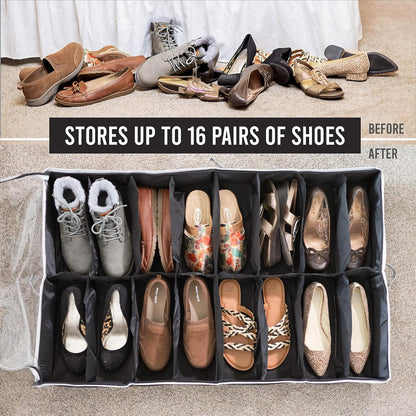 HOLDN' STORAGE Extra-Large Under Bed Shoe Storage Organizer - Fits Men's and Women's Shoes with Durable Cover