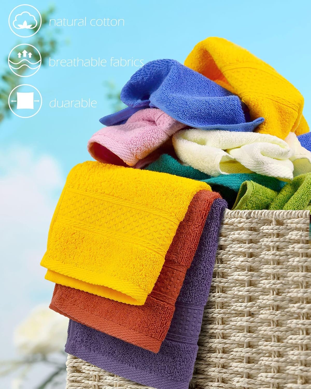 24-Pack Set (8 13 13) 100% Cleanbear Wash Cloths for Your Body Washcloths Soft Cotton Face Cloths, Large Shower Wash