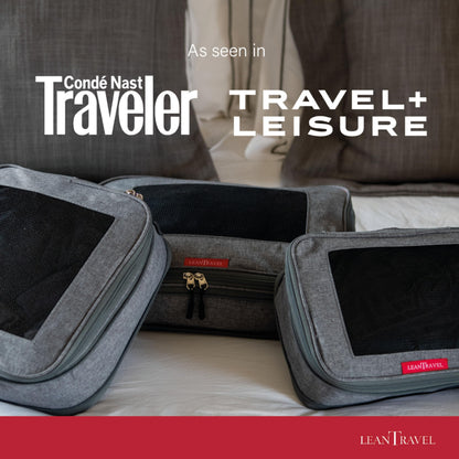 LeanTravel Compression Packing Cubes for Travel Organizers with Double Zipper (6-Pack (2L+2M+2S), Grey)