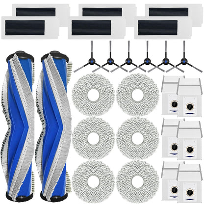 PhoebCynthi Replacement Accessories Compatible with Yeedi M12 Ultra Plus/ M12 PRO+ Robot Vacuum Cleaner.（2 Main Brush,6 Side Brushes,6 Hepa Filters,6 Mop Pads,6 dust Bags）