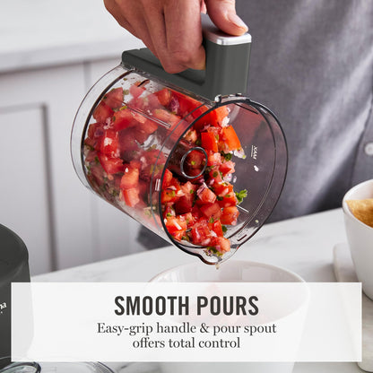Martha Stewart 3 Cup Food Processor, Electric Vegetable Chopper, Stainless Steel Blades, 24oz BPA-Free Bowl, Pour Spout, Dicing, Mincing, Chop & Puree, Dishwasher Safe, Oil Chute, Easy-Clean, Caviar