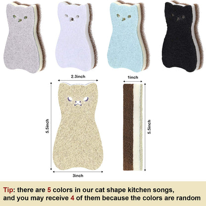 8 Pieces Cat Shape Kitchen Sponge Set Sink Double-Sided Cleaning Dish Sponge for Kitchen, Fruit, Plate, Bathroom, 4 Colors