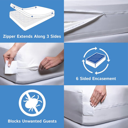 2 Pack 24x38x6) Mini Crib Mattress Protector Waterproof Zippered Encasement Cover for Baby, Toddler (Mini Crib Size