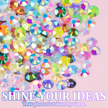 5200Pcs Resin Jelly Rhinestones for Crafting, Mixed-Color 5mm Flatback Gems, Bedazzling Crystal with 3Pcs 10ml B7000 Jewelry Glue for DIY Crafts Clothing Tumblers Shoes Nail Art