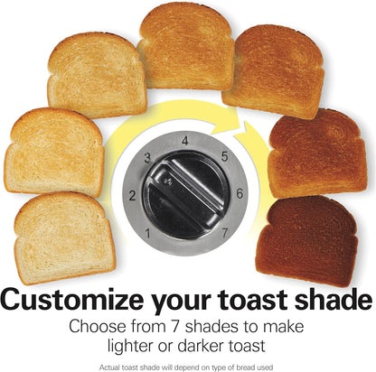 Hamilton Beach Extra Long Slot 2 Slice Toaster - Browning Control, Bagel Function, Modern Slim Design, Black
