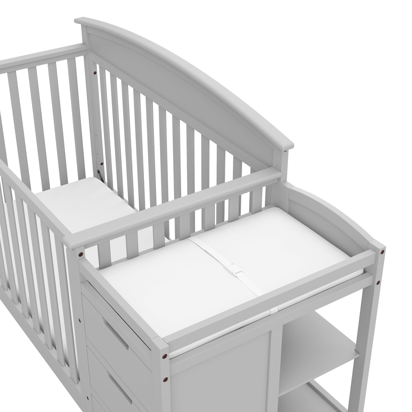 Graco Benton 4-in-1 Convertible Crib and Changer – GREENGUARD Gold Certified, Crib & Changing-Table Combo, Water-Resistant Changing Pad, Converts to Toddler Bed, Daybed and Full-Size Bed (Pebble Gray)