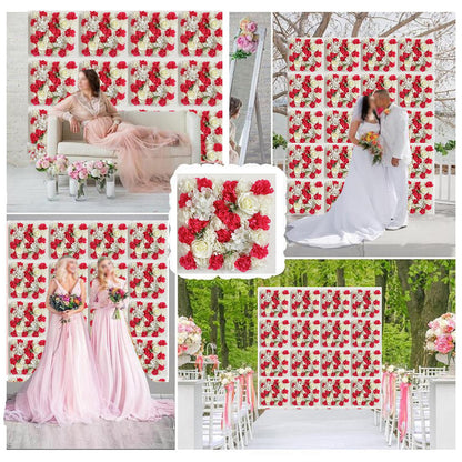 JIIPOREGJ Artificial Flower Wall Panel,3D Flower Wall Décor Backdrop for Wedding Background Party Panels Decoration,35 * 35Cm,20pcs