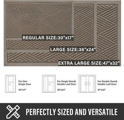 HIYARD Sturdy Front Door Mat - Absorbent, Non-Slip Rubber Backing | Low Profile, 30x17, Beige