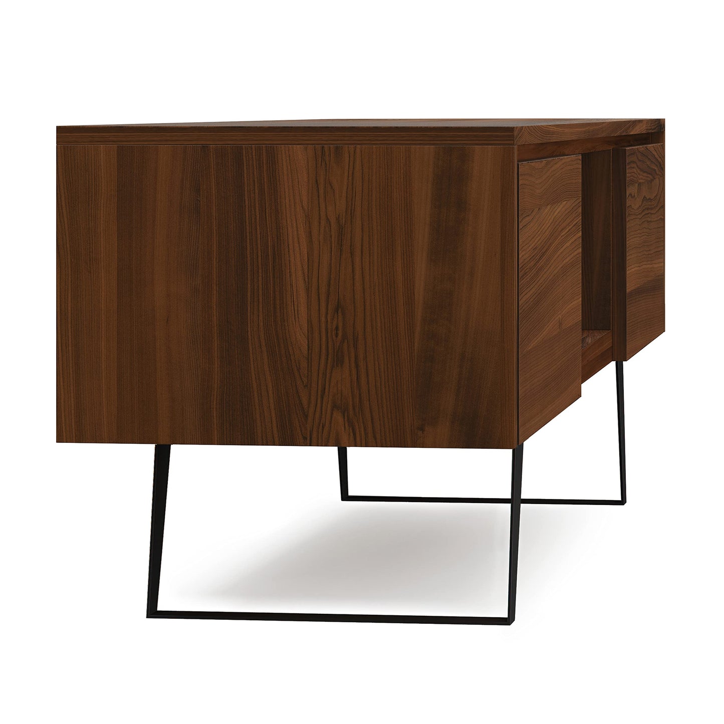SIMPLIHOME Lowry TV Stand - 72 inch Wide Solid Mango Wood Media Console in Walnut, Modern Industrial Entertainment Center for Living Room for TVs up to 80 Inches with Open Shelf and Cable Management