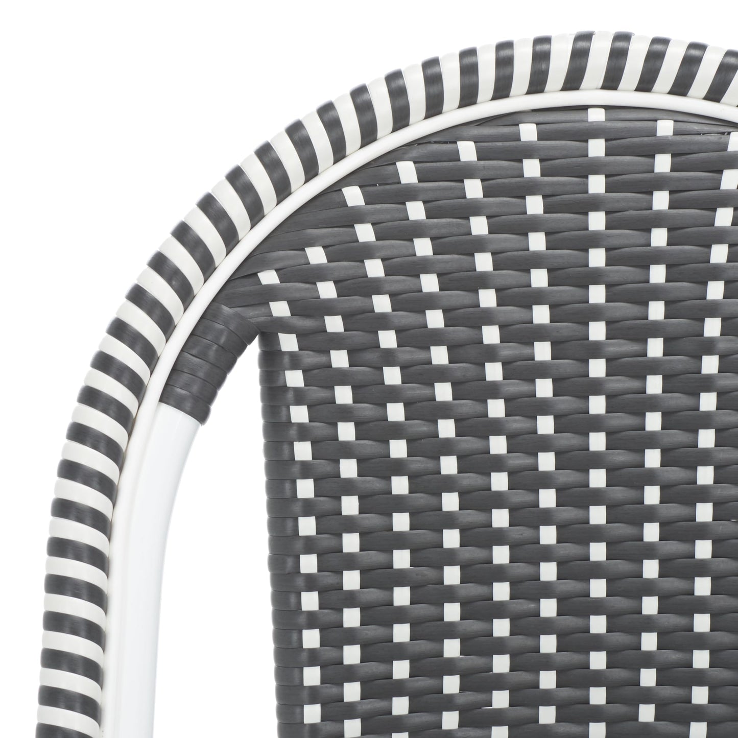 SAFAVIEH Outdoor - Torino Bistro Chair Set of 2 - Grey & White - Faux Wicker & Aluminum Frame - Bistro Side Chair Design - Ideal for Patio, Deck, Sunroom, Dining Area, 18" Seat Height (PAT7550E-SET2)