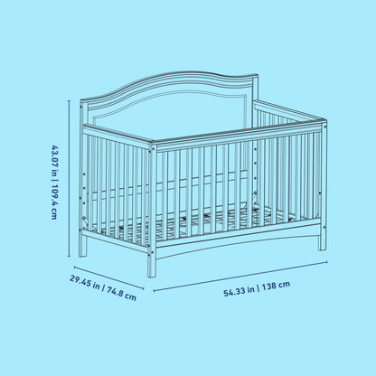 Graco Paris 4-in-1 Convertible Crib – GREENGUARD Gold Certified, Converts to Toddler Bed and Daybed, Fits Standard Full-Size Crib Mattress, Adjustable Mattress Support Base (White)
