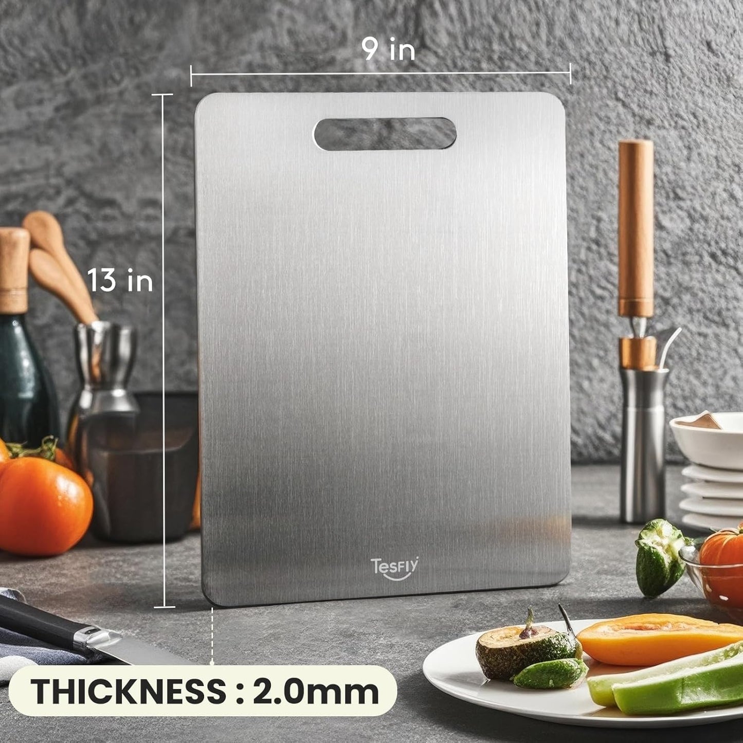 2 Pack 100% Vegetables(13 9) Titanium Cutting Board - Pure Titanium Cutting Boards For Kitchen,Easy to clean