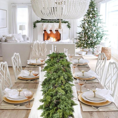 Artiflr Christmas Pine Garland Greenery Decoration Clearance, Artificial Cedar Branches Cypress Garland for Holiday Fireplace Mantel Table Centerpiece