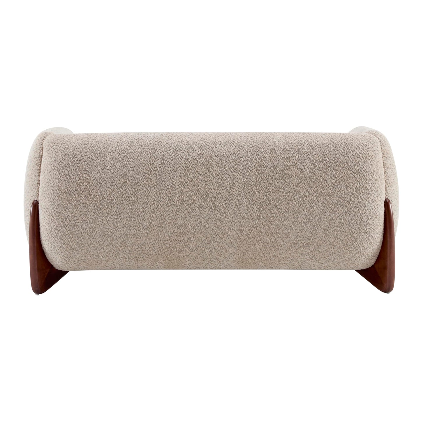 Merax 63 Inch Modern Boucle Upholstered 2-Seater Sofa, Chenille Fabric Loveseat with Solid Wood Legs, Low Profile Small Couch for Living Room, Almond