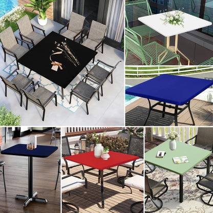 4 Pack 48 48 Inches Square Fitted Tablecloth for x Card Tables Waterproof Stretch Washable Folding Indoor and Outdoor