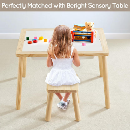 1 Pack Beright Wooden Step Stool for Kids, Children's Stool fit with Sensory Table, Sturdy Sitting Stool with Assembled