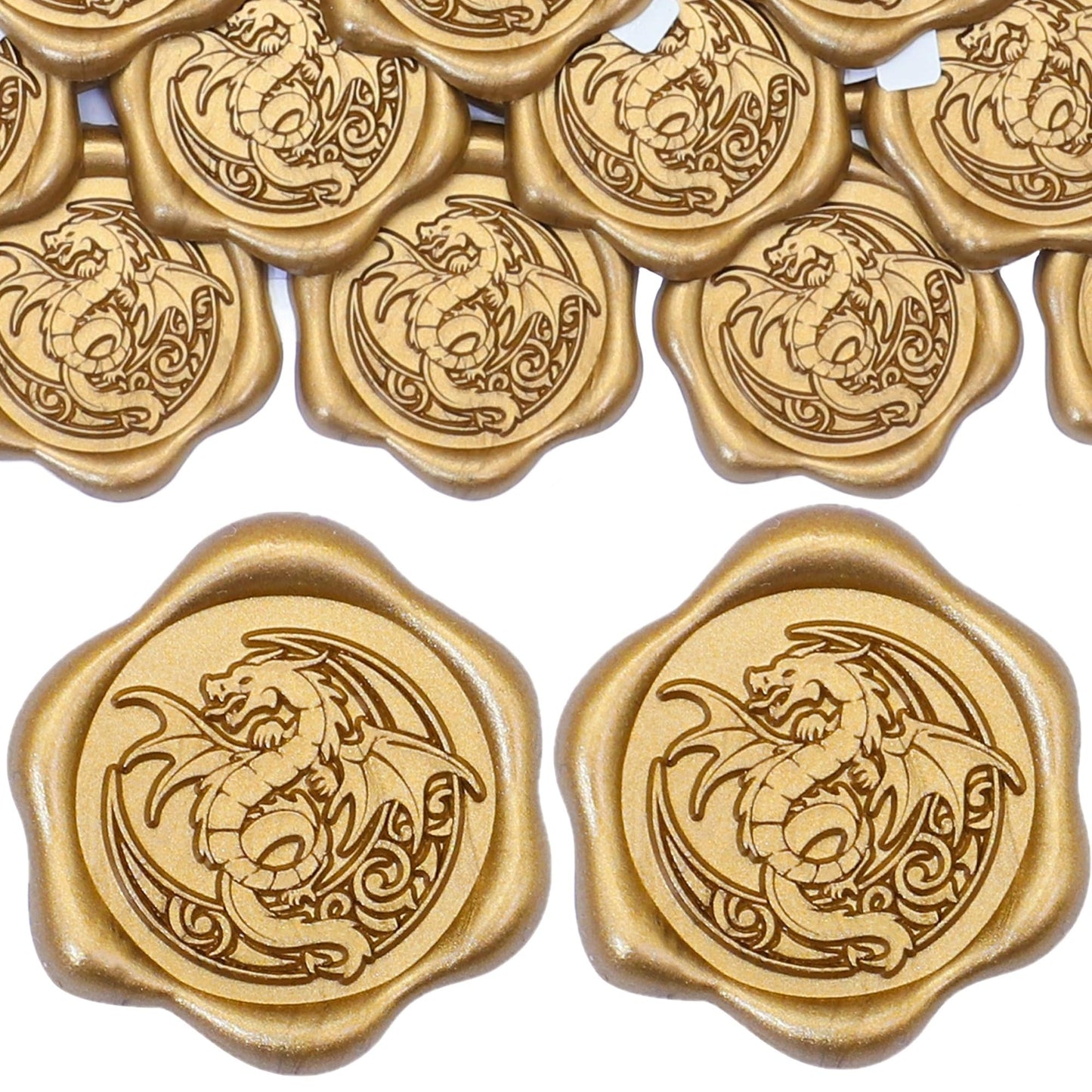 SWANGSA 50 Pcs Celtic Dragon Wax Seal Stickers, Antique Gold Self Adhesive Envelope Seal Stickers for Wedding Invitation, Greeting Cards, Gift Wrapping