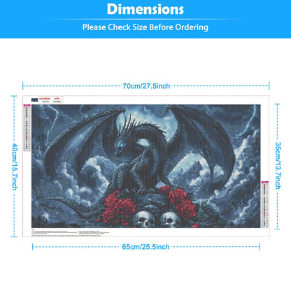 KEYIFA Diamond Art Kits for Adults, 28x16 Inch Large Dragon Diamond Painting 5D Diamond Art for Beginners Skull DIY Full Drill Paint by Diamonds Dots Gem Art for Home Wall Decor
