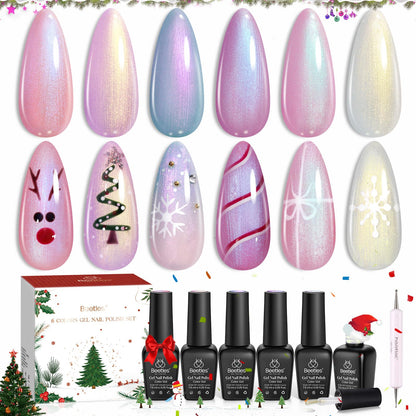 Beetles Halloween Gel Nail Polish Set – Wicked Mystic 8 Colors Gel Polish Kit, Gold Silver Black Green Blue Cat Eye Purple Red Glitter with Nail Art Accessories UV LED Soak Off Manicure Gift for Women