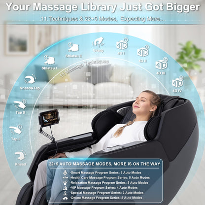 MassaMAX 2026 4D Massage Chair, Full Body Recliner with OTA Cloud Tech, Deep Yoga Stretch, 27 Auto Modes, 55" SL Track, APP & AI Voice Control, Auto Footrest, Zero Gravity, and Heating for Relaxation