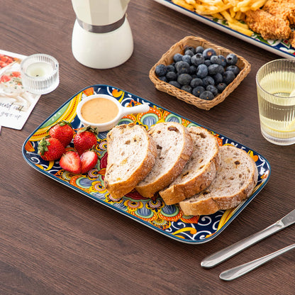 vancasso Serving Platters Set of 3, 16"/14"/12" Inch Rectangular Trays - Serving Platter Extra Large, Ceramic Bohemian Serving Dish for Entertaining Food, Microwave & Dishwasher Safe, Colorful