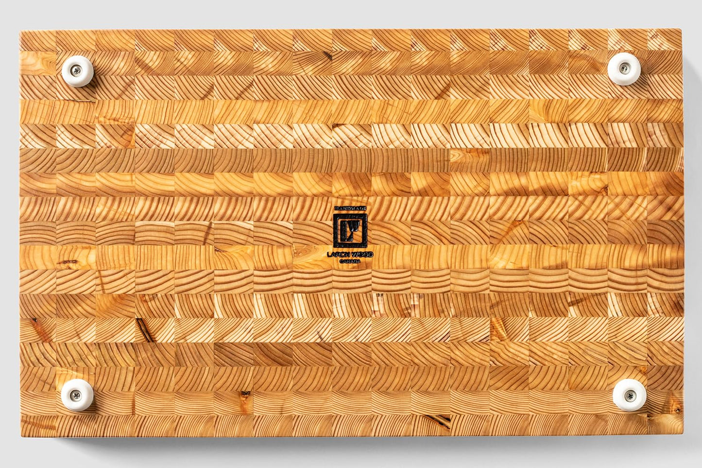Larch Wood Canada End Grain Large Cutting Board, Standard Line, Handcrafted for Professional Chefs & Home Cooking, 21-5/8" x 13" x 1-3/4"