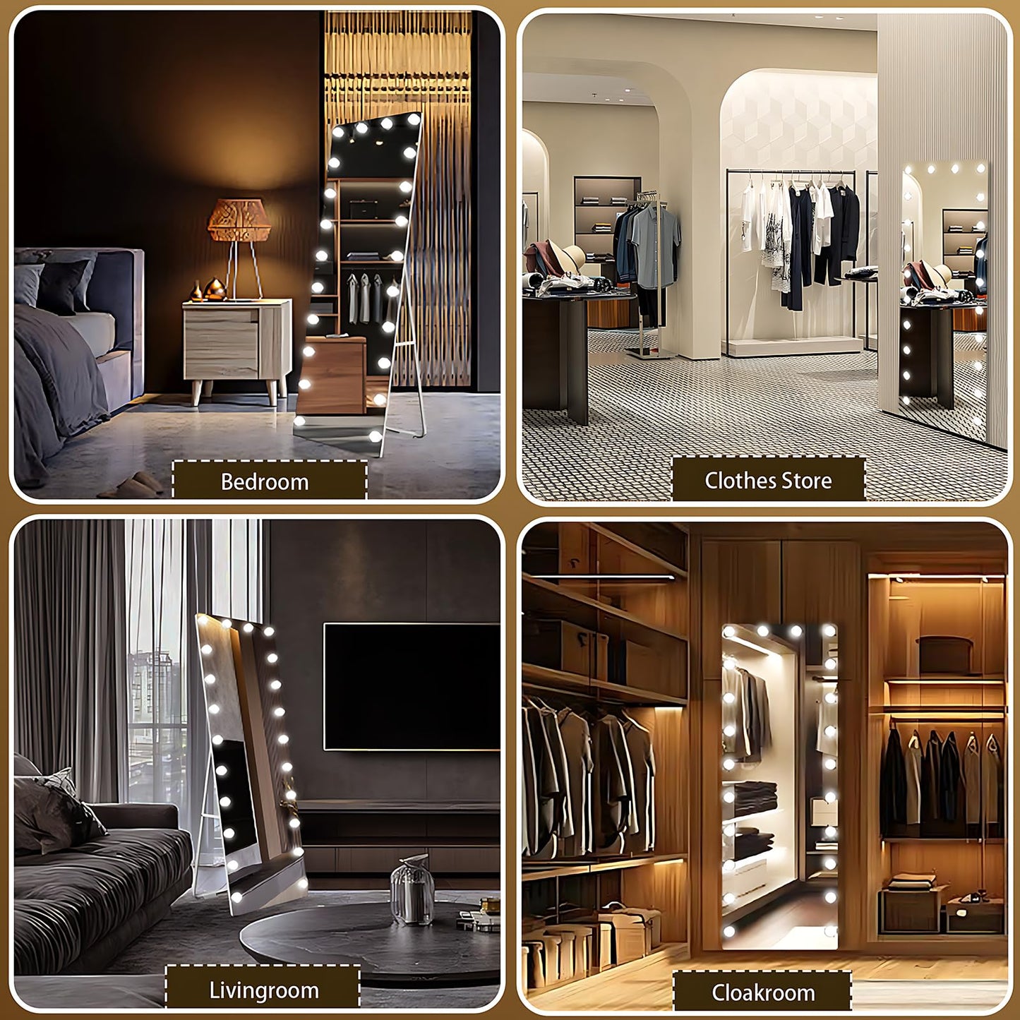 Kosmonia 66x22 Hollywood Full Length Mirror with Light, 22 Dimmable Bulbs & 3 Color Smart Touch Control, Distortion Free, Tempered Glass, Safe Full Body Mirrors with Stand
