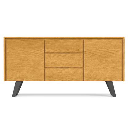 SIMPLIHOME Lowry 60 inch x 17 inch Rectangle Modern Industrial Sideboard Buffet in Oak Veneer for the Dining Room and Kitchen