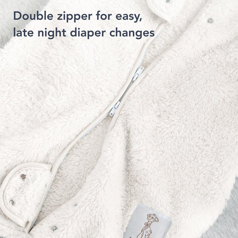 Little Giraffe Chenille Dream Sack, Cream - 1 TOG Sleep Sack 0-6 Months with Double-Zipper Design for Easy Diaper Changes - Ultra-Soft Baby Wearable Blanket with Chin and Zipper Guards