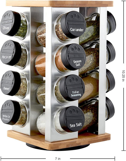 16 Countertop 5 Kamenstein Jar Warner Revolving Spice Rack Organizer with Lift & Pour Caps and Spices Included, FREE