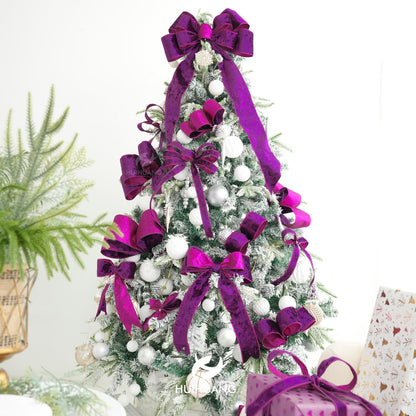 HUIHUANG Purple Velvet Wired Ribbon 2.5 inch Wired Velvet Ribbon with Purple Glitter for Gift Wrapping, Christmas Tree Decoration, Bows, Wreaths, Garlands, Halloween Decor - 10 Yards