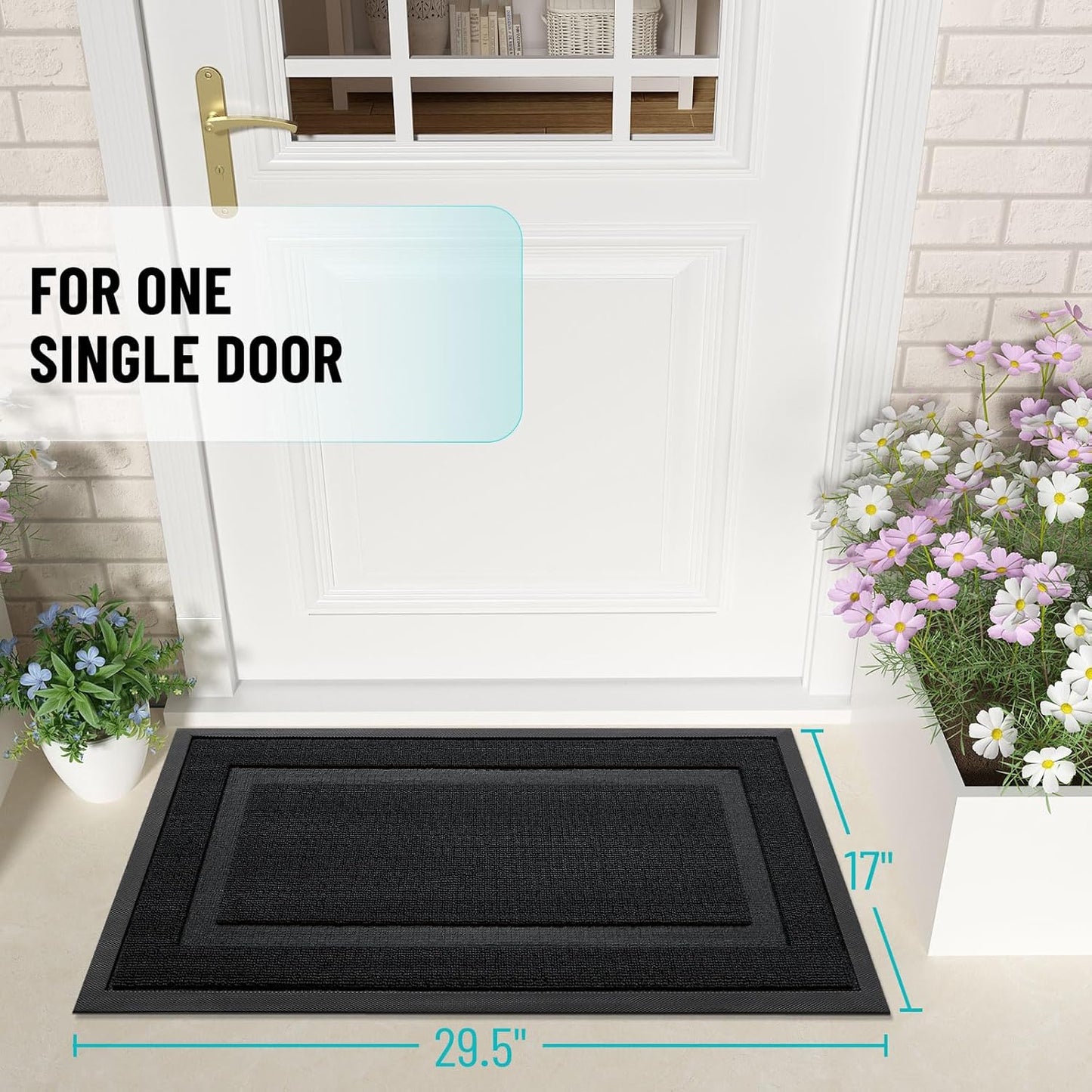 OLANLY Waterproof Front Door Mat - All-Season Indoor/Outdoor Doormat, Easy Clean, 33x21, Jet Black