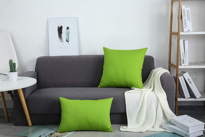 Handmade Decorative Solid 100% Cotton Canvas Throw Pillow Covers, 20"x20", Apple Green - TangDepot