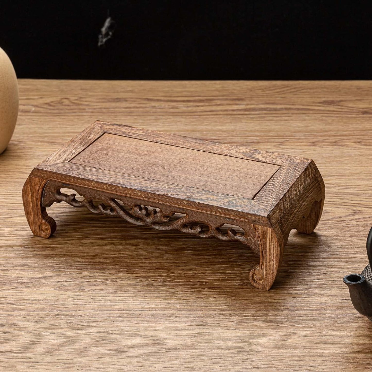 1 L9.5in W4.45in H2.75in) THY COLLECTIBLES Beautiful Hand Craft Rosewood Oriental Vase Flower Stand - Stand (Med: x x