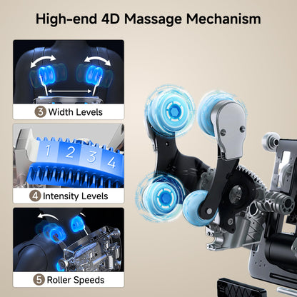 Real Relax 4D Massage Chair Full Body, Zero Gravity SL Track Recliner with Backlit Toch Pad, Negative Ion Purification, Aromatherapy, 20 Auto Modes, Yoga Stretching, Auto Body Scan, Brown